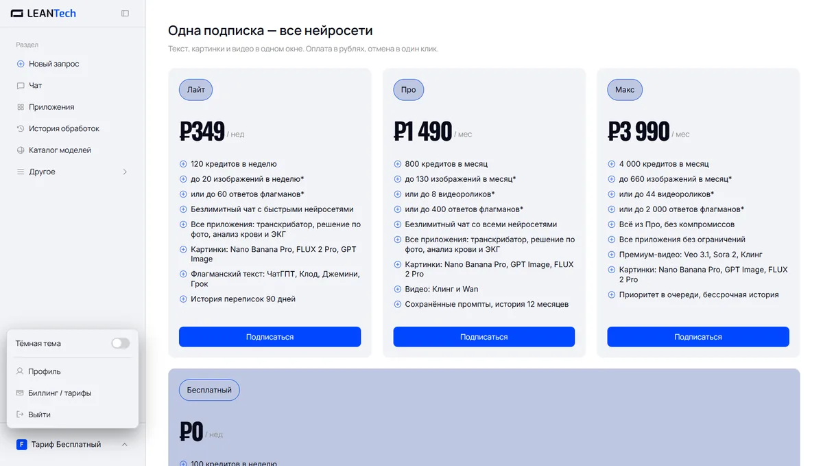 Тарифы и цены на Wepik в рублях без VPN